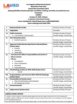SSC Meeting English Agenda
